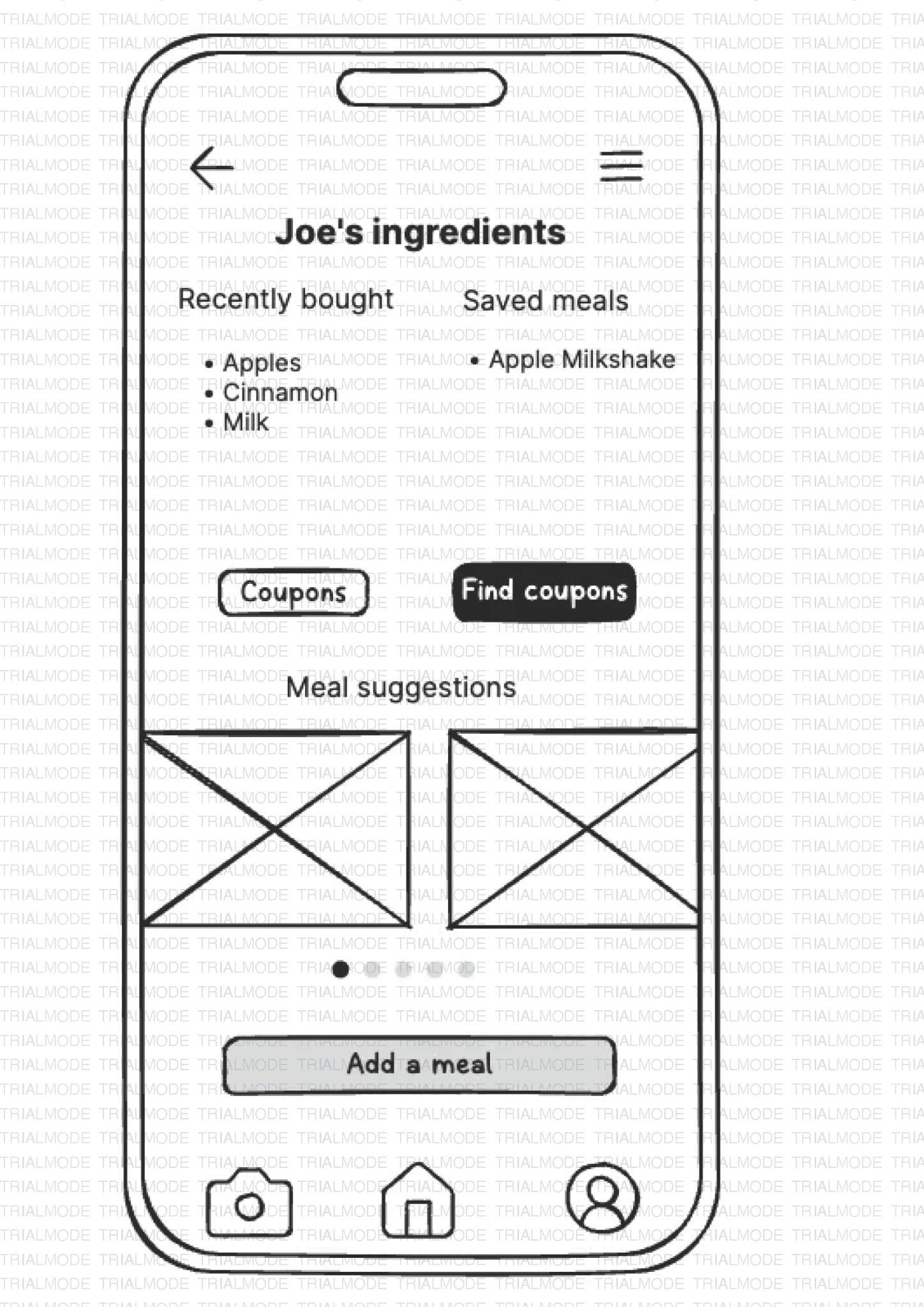 Paper prototype: Profile screen