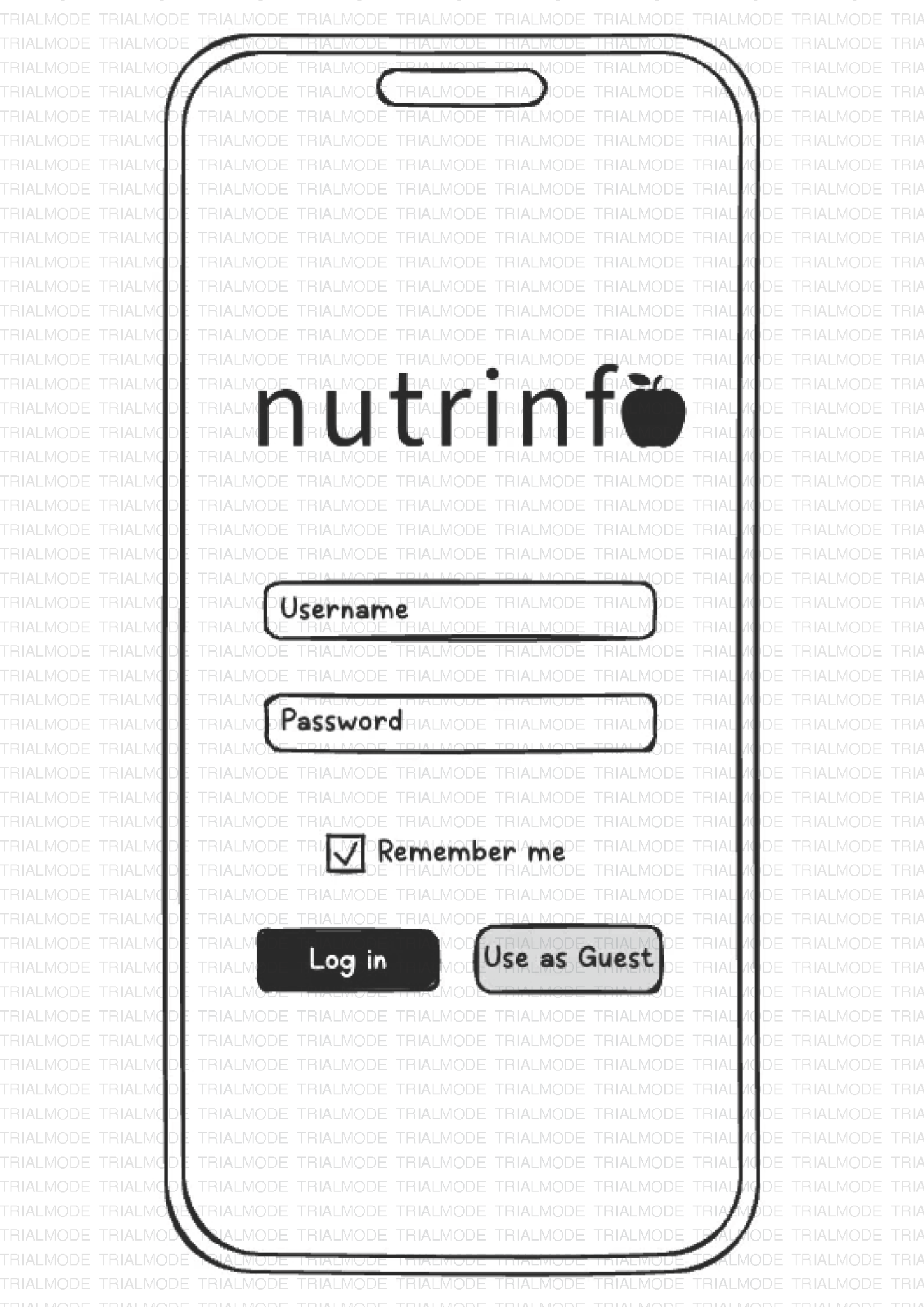 Paper prototype: Login screen
